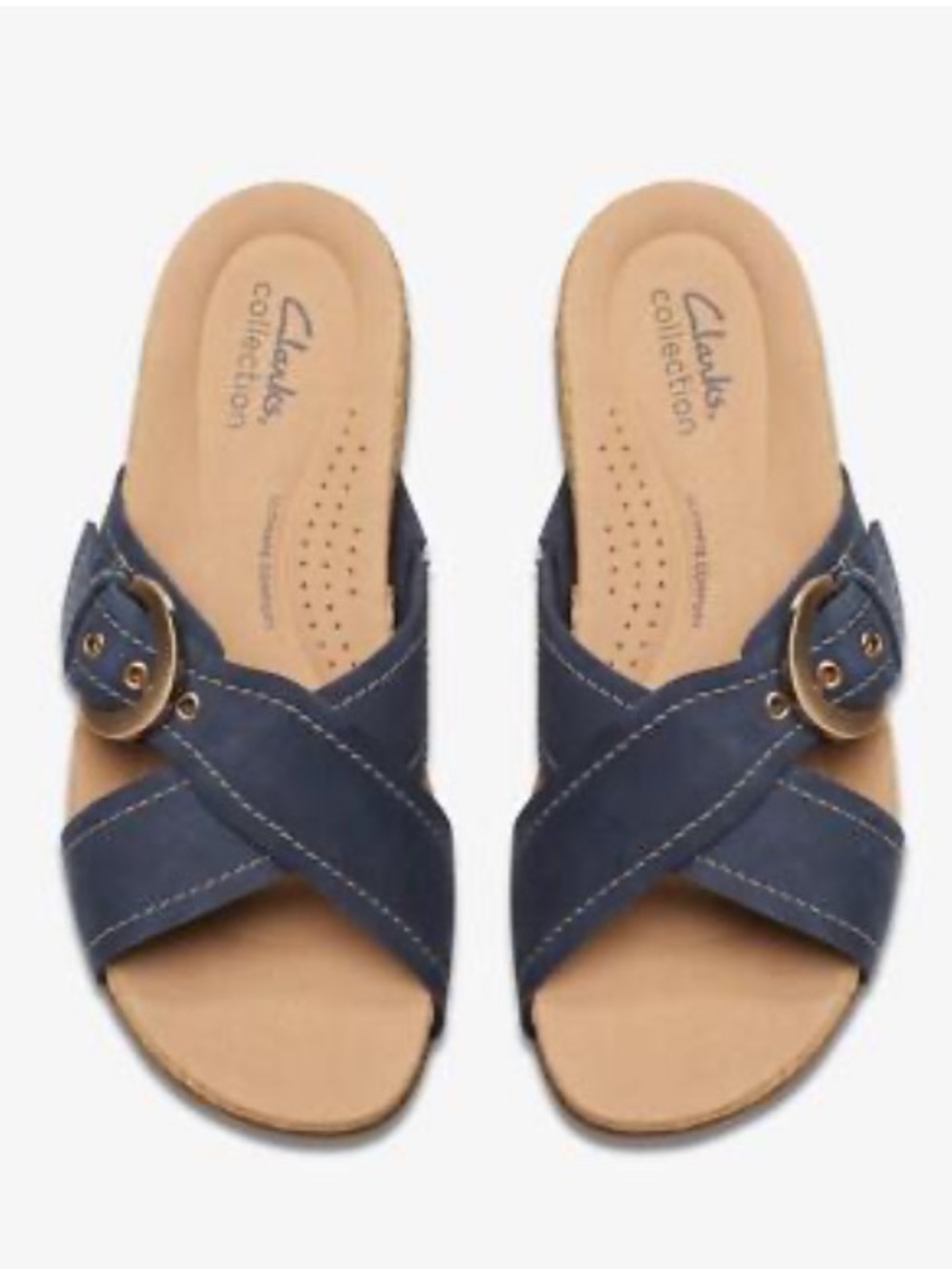 Clarks Collection Reileigh May leather sandals in navy blue size US 6